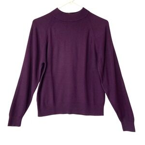 Lord & Taylor Purple Knit Sweater Sz M/38 Back Zip Mock Neck Raglan Long Sleeve